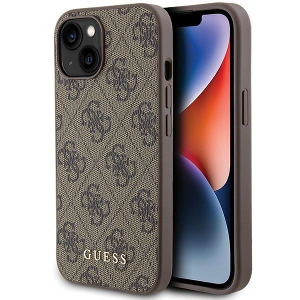Guess 4G Metal Gold Logo case for iPhone 15 - browneng