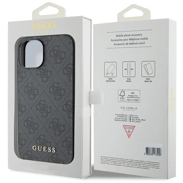 Guess 4G Metal Gold Logo iPhone 15 Case - Grayeng
