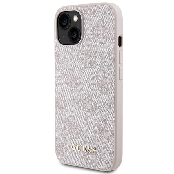 Guess 4G Metal Gold Logo case for iPhone 15 - pinkeng