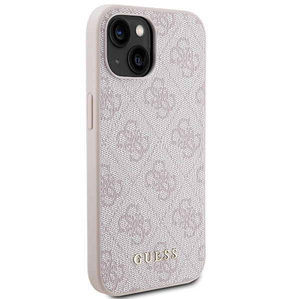 Guess 4G Metal Gold Logo case for iPhone 15 - pinkeng