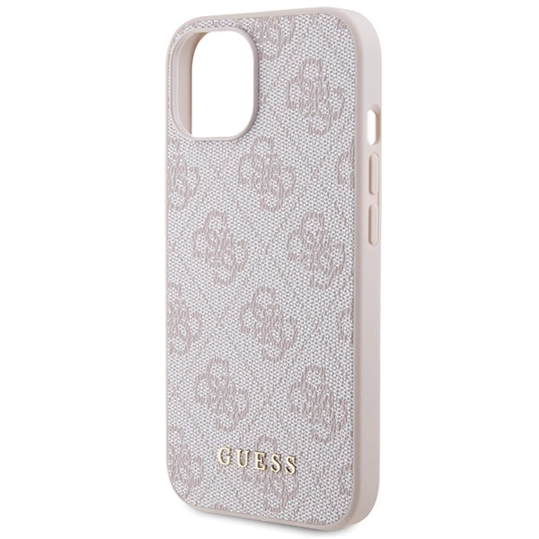 Guess 4G Metal Gold Logo case for iPhone 15 - pinkeng