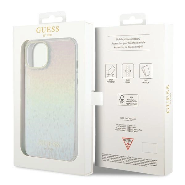 Guess IML Faceted Mirror Disco Iridescent case for iPhone 15 - multicoloredeng