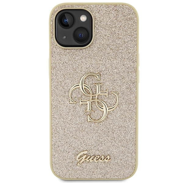 Guess Glitter Script Big 4G iPhone 15 Case - Goldeng