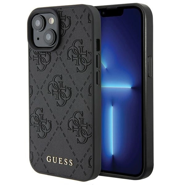 Guess Leather 4G Stamped case for iPhone 15 - blackeng