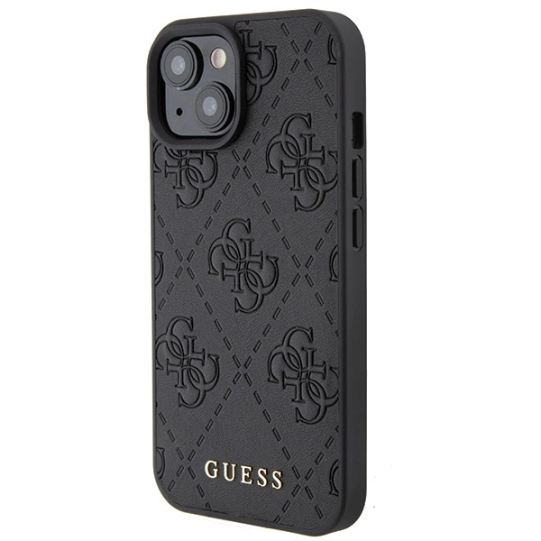 Guess Leather 4G Stamped case for iPhone 15 - blackeng