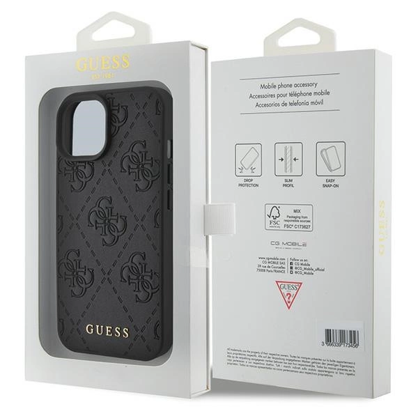 Guess Leather 4G Stamped case for iPhone 15 - blackeng