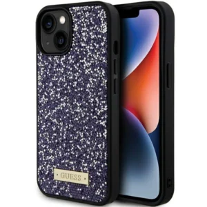 Guess Rhinestone Metal Logo iPhone 15 Case - Pinkeng