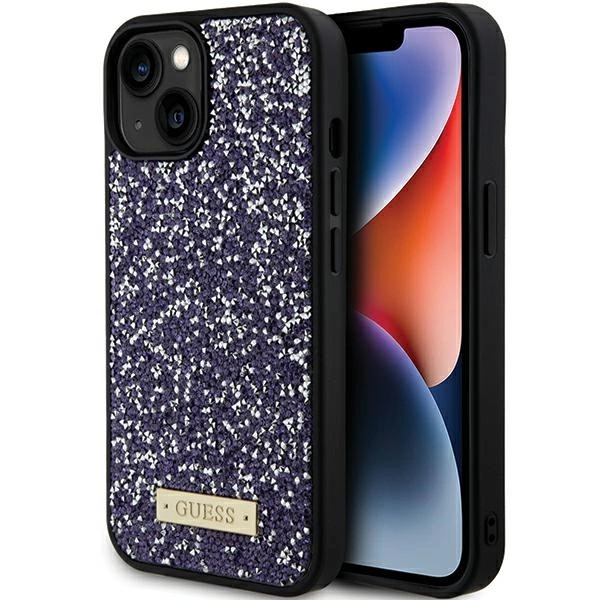 Guess Rhinestone Metal Logo iPhone 15 Case - Pinkeng