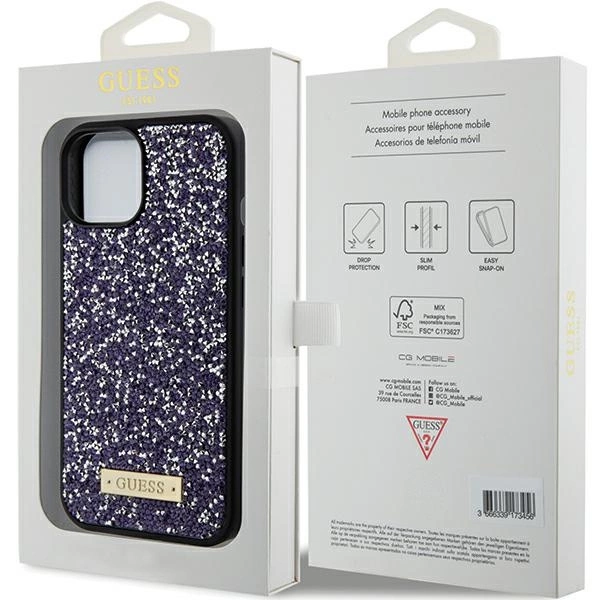 Guess Rhinestone Metal Logo iPhone 15 Case - Pinkeng