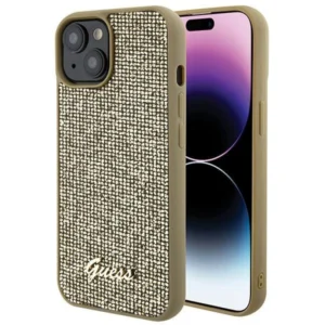 Guess Disco Metal Script case for iPhone 15 - goldeng