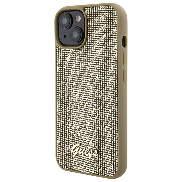 Guess Disco Metal Script case for iPhone 15 - goldeng