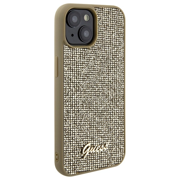 Guess Disco Metal Script case for iPhone 15 - goldeng