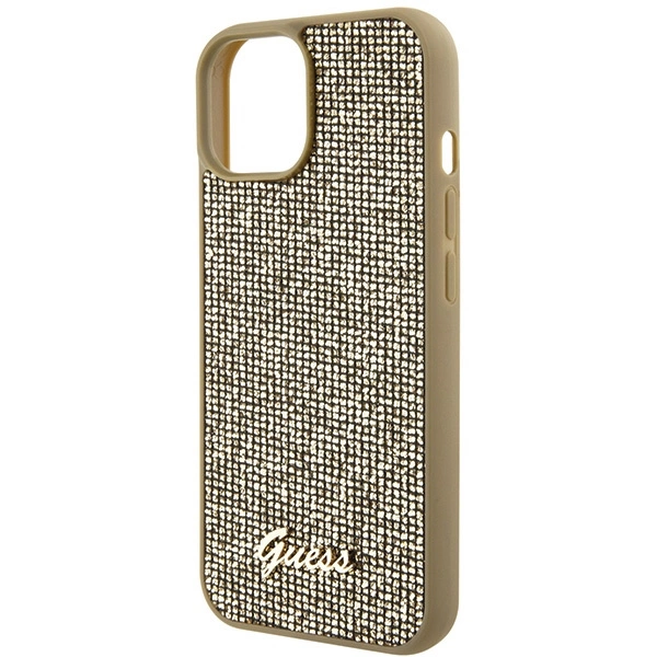Guess Disco Metal Script case for iPhone 15 - goldeng