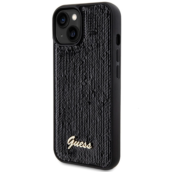 Guess Sequin Script Metal case for iPhone 15 - blackeng