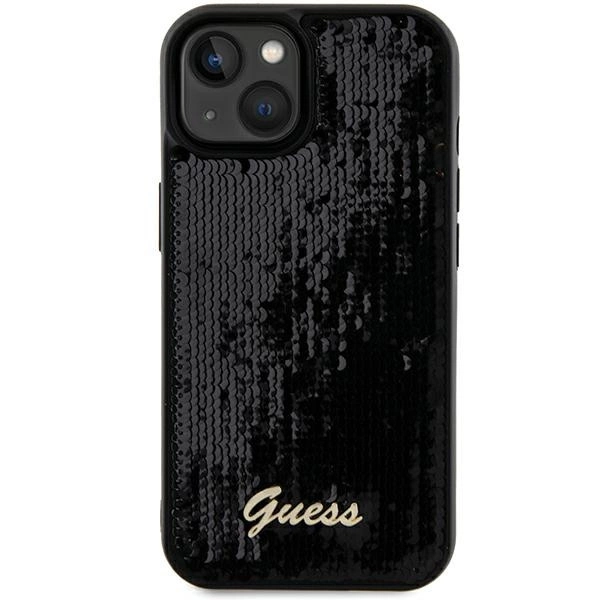 Guess Sequin Script Metal case for iPhone 15 - blackeng