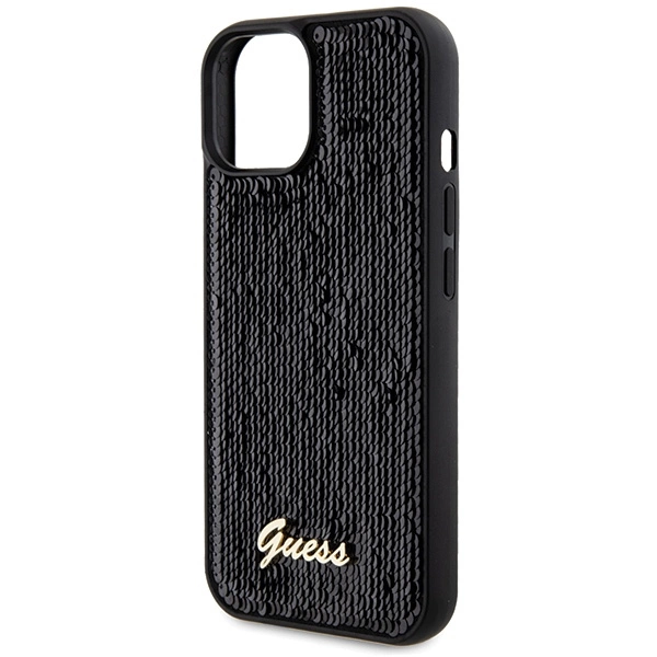 Guess Sequin Script Metal case for iPhone 15 - blackeng