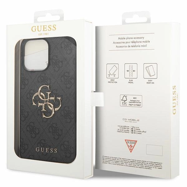 Guess 4G Big Metal Logo case for iPhone 15 Pro Max - grayeng