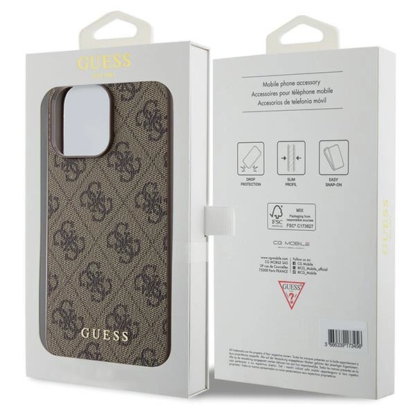 Guess 4G Metal Gold Logo case for iPhone 15 Pro Max - browneng