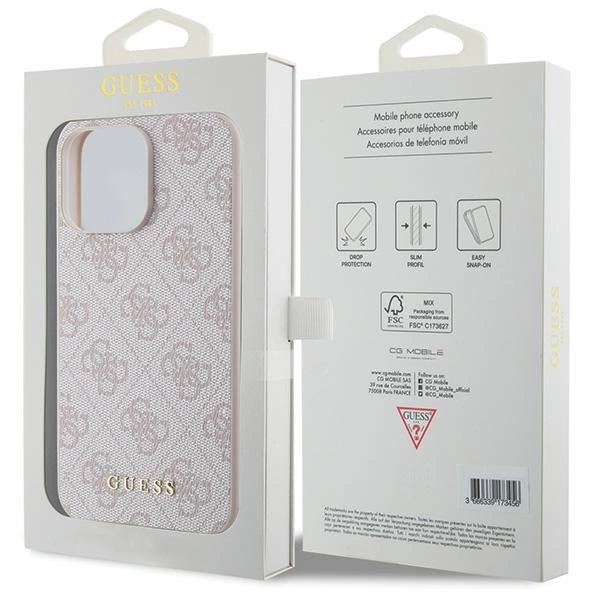 Guess 4G Metal Gold Logo case for iPhone 15 Pro Max - pinkeng