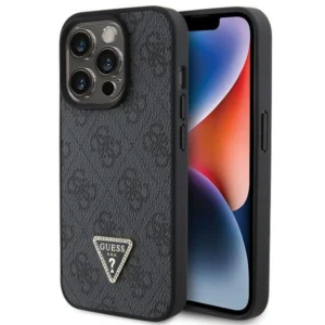 Guess Leather 4G Diamond Triangle case for iPhone 15 Pro Max - blackeng