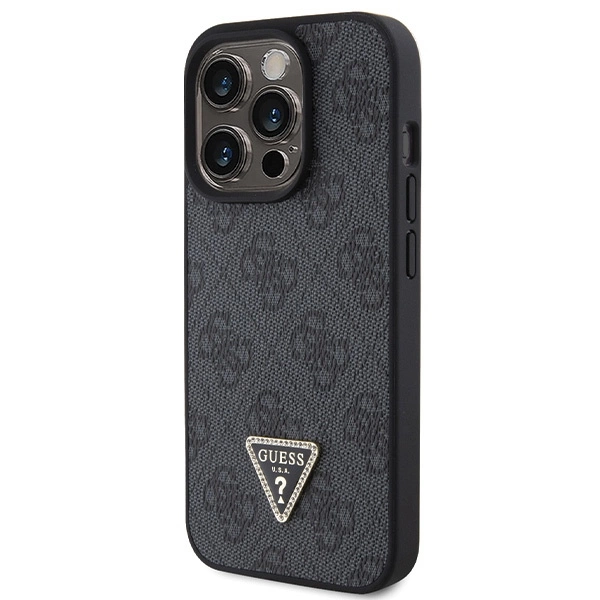 Guess Leather 4G Diamond Triangle case for iPhone 15 Pro Max - blackeng