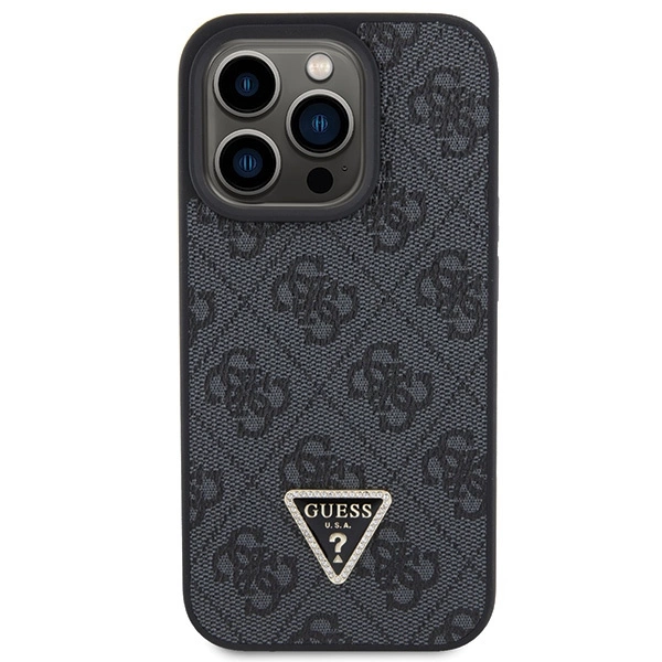 Guess Leather 4G Diamond Triangle case for iPhone 15 Pro Max - blackeng