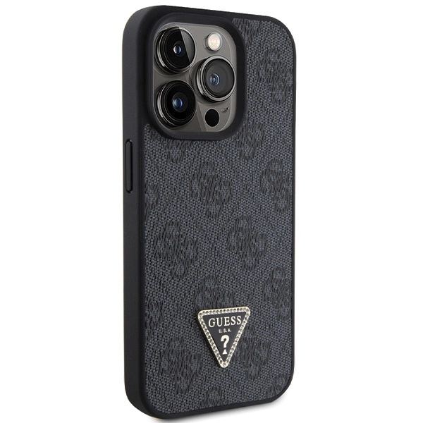 Guess Leather 4G Diamond Triangle case for iPhone 15 Pro Max - blackeng