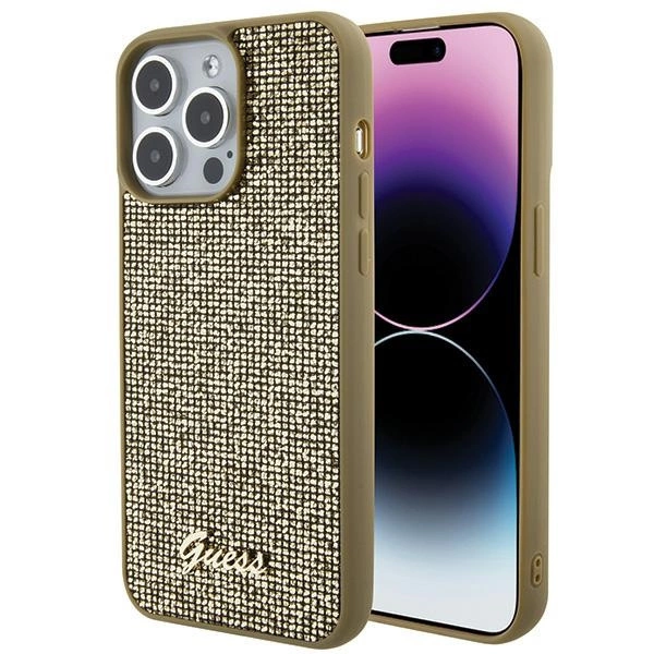 Guess Disco Metal Script case for iPhone 15 Pro Max - goldeng