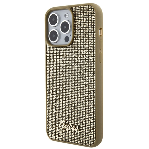 Guess Disco Metal Script case for iPhone 15 Pro Max - goldeng