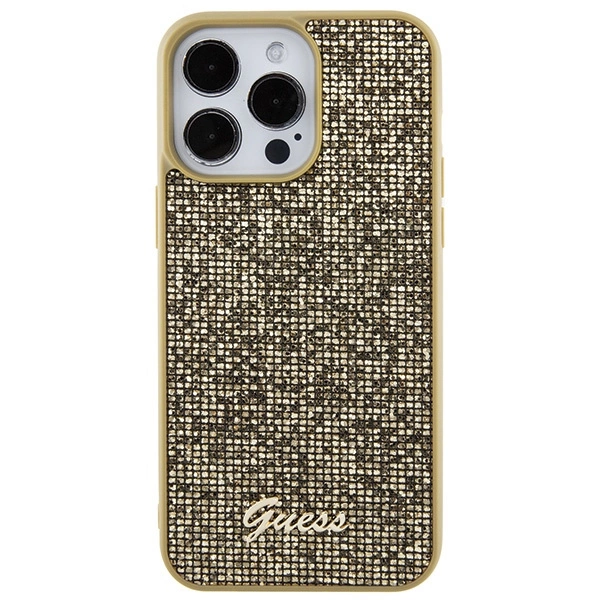 Guess Disco Metal Script case for iPhone 15 Pro Max - goldeng
