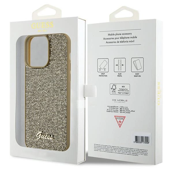 Guess Disco Metal Script case for iPhone 15 Pro Max - goldeng