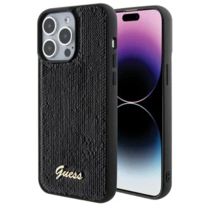 Guess Sequin Script Metal case for iPhone 15 Pro Max - blackeng