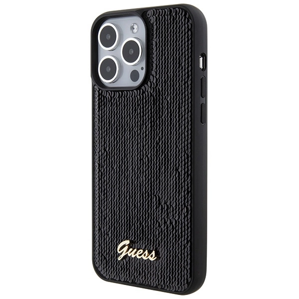 Guess Sequin Script Metal case for iPhone 15 Pro Max - blackeng