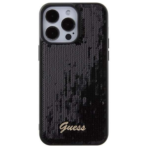 Guess Sequin Script Metal case for iPhone 15 Pro Max - blackeng