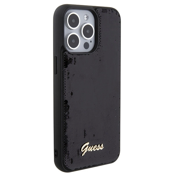Guess Sequin Script Metal case for iPhone 15 Pro Max - blackeng