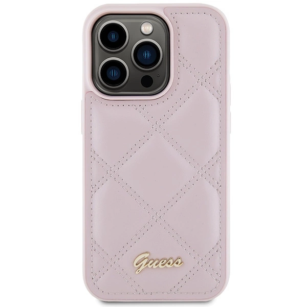 Guess Quilted Metal Logo case for iPhone 15 Pro Max - pinkeng