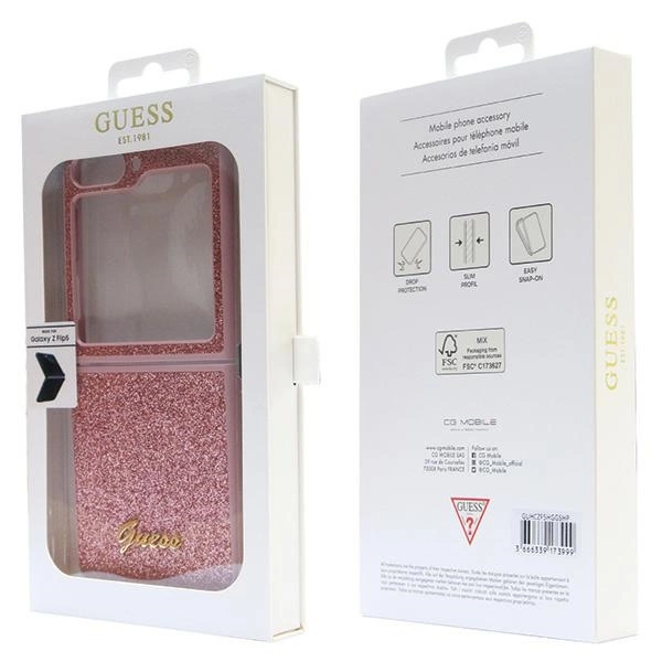 Guess Glitter Script case for Samsung Galaxy Z Flip 5 - pinkeng