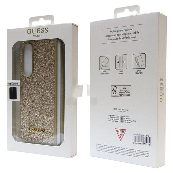 Guess Glitter Script case for Samsung Galaxy Z Fold 5 - goldeng