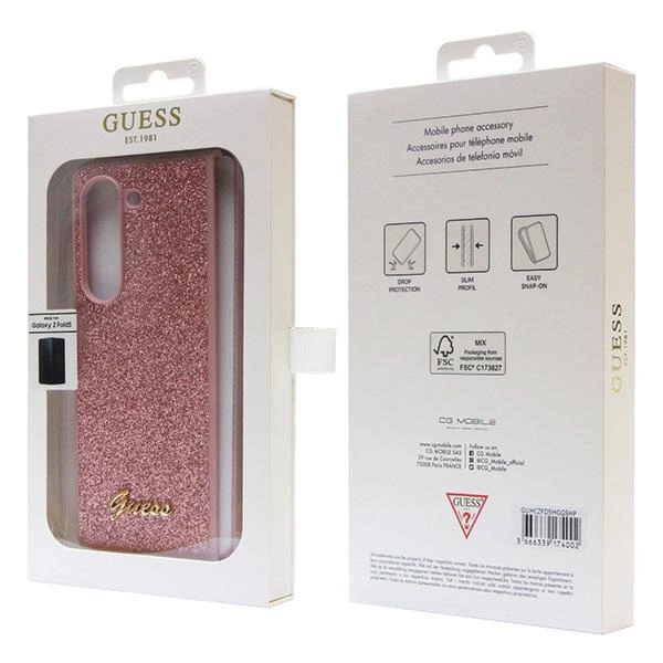 Guess Glitter Script case for Samsung Galaxy Z Fold 5 - pinkeng