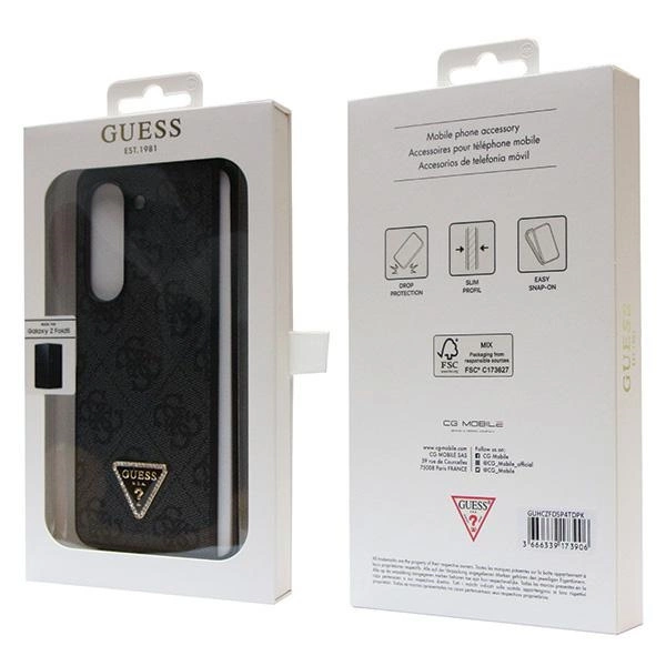 Guess Leather 4G Diamond Triangle case for Samsung Galaxy Z Fold 5 - blackeng
