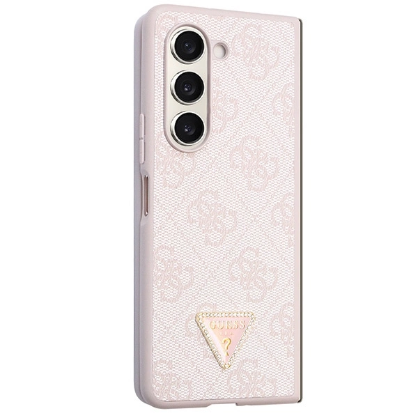 Guess GUHCZFD5P4TDPP F946 Z Fold5 case - pink Leather 4G Triangle Strasseng