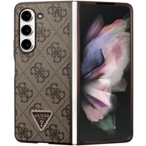 Guess Leather 4G Triangle Strass case for Samsung Galaxy Z Fold 5 - browneng