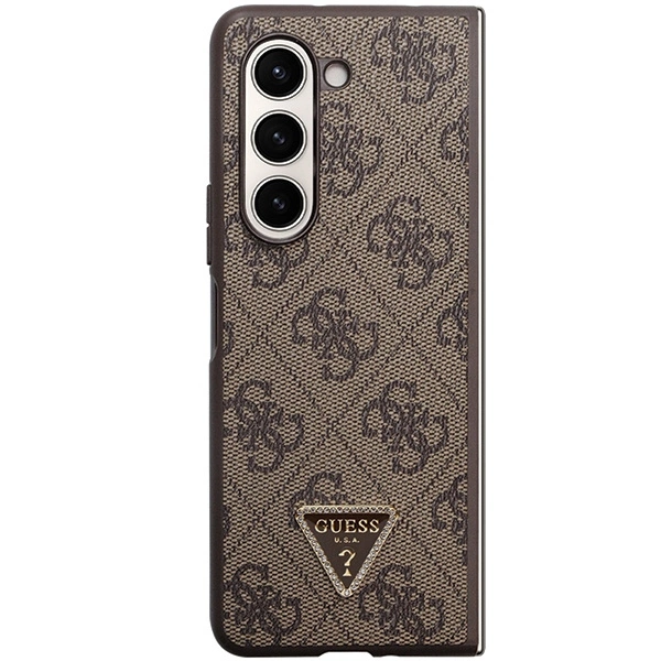 Guess Leather 4G Triangle Strass case for Samsung Galaxy Z Fold 5 - browneng