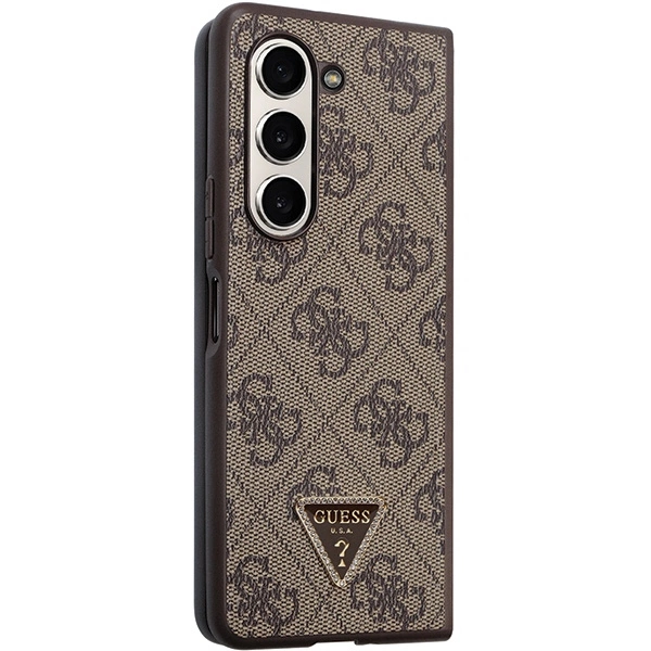 Guess Leather 4G Triangle Strass case for Samsung Galaxy Z Fold 5 - browneng