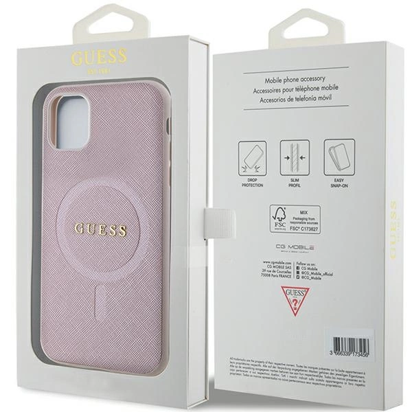 Guess GUHMN61PSAHMCP case for iPhone 11 / Xr - pink Saffiano MagSafeeng