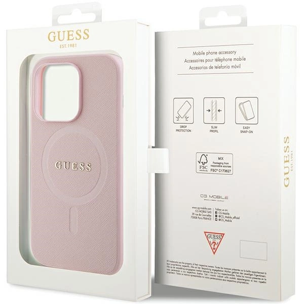 Guess GUHMP13XPSAHMCP case for iPhone 13 Pro Max - pink Saffiano MagSafeeng
