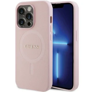 Guess GUHMP14LPSAHMCP case for iPhone 14 Pro - pink Saffiano MagSafeeng