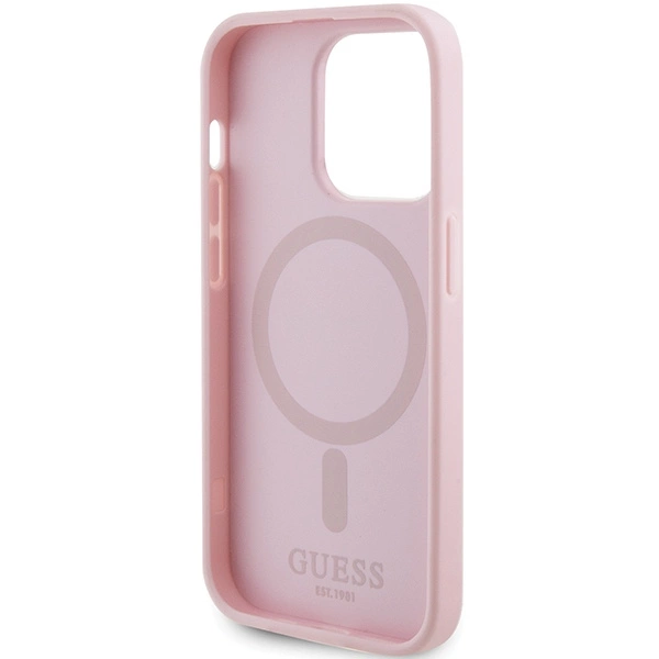 Guess GUHMP14LPSAHMCP case for iPhone 14 Pro - pink Saffiano MagSafeeng
