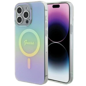 Guess IML Iridescent MagSafe case for iPhone 15 Pro - turquoiseeng