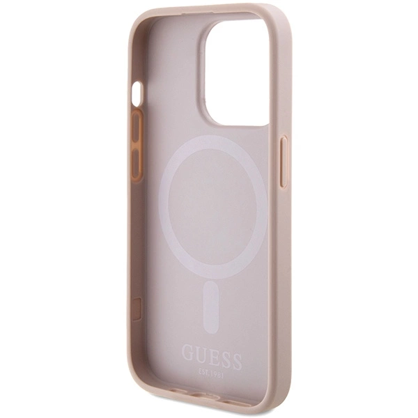 Guess Saffiano MagSafe case for iPhone 15 Pro - pinkeng